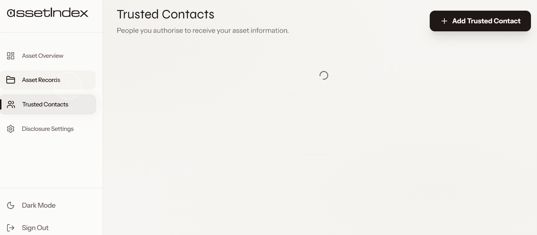 AssetIndex Asset Records page showing the asset registry